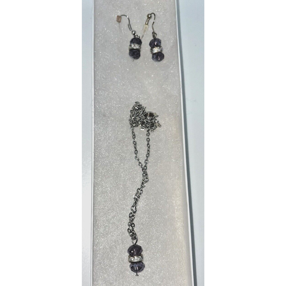 Necklace and Earrings Silver Plated Violet Costume Fashion Jewelry JC Penney